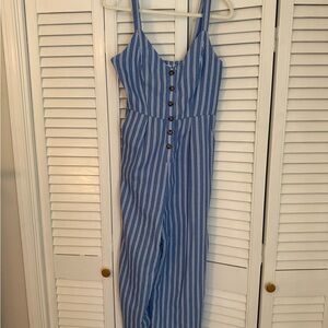 Karlie Blue Striped Jumpsuit